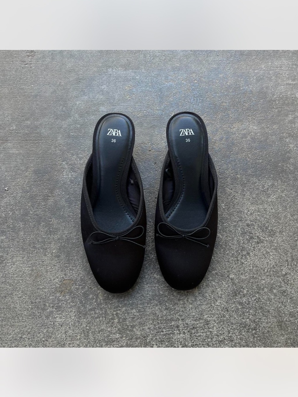 ZARA Black Bow-Accent Slip-On Mules